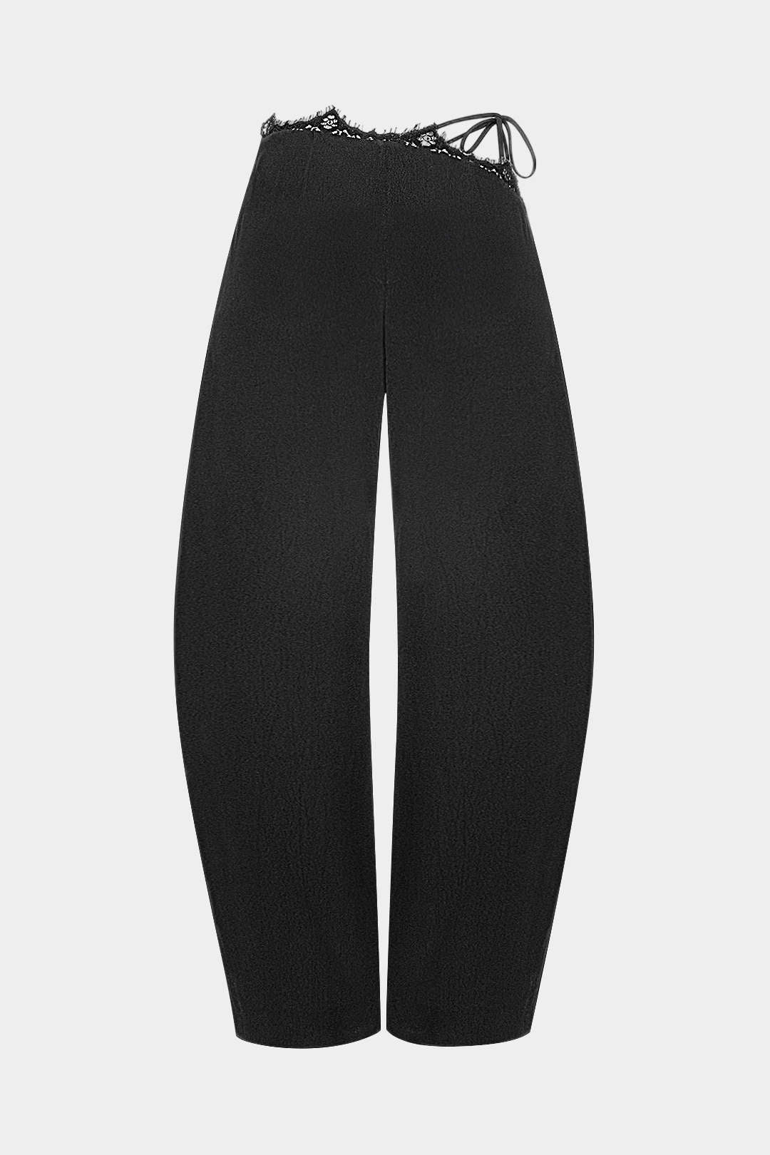Lace Trim Tie Asymmetrical Wide Leg Pants - Weenar