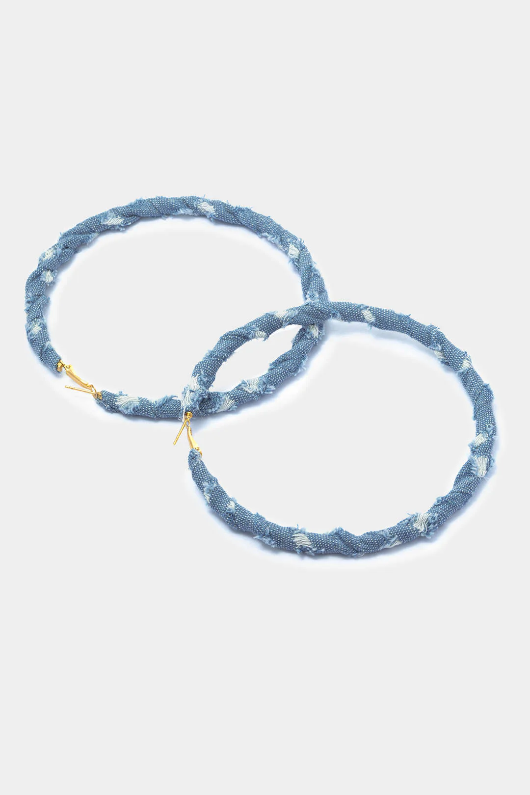 Distressed Denim Hoop Earrings - Weenar
