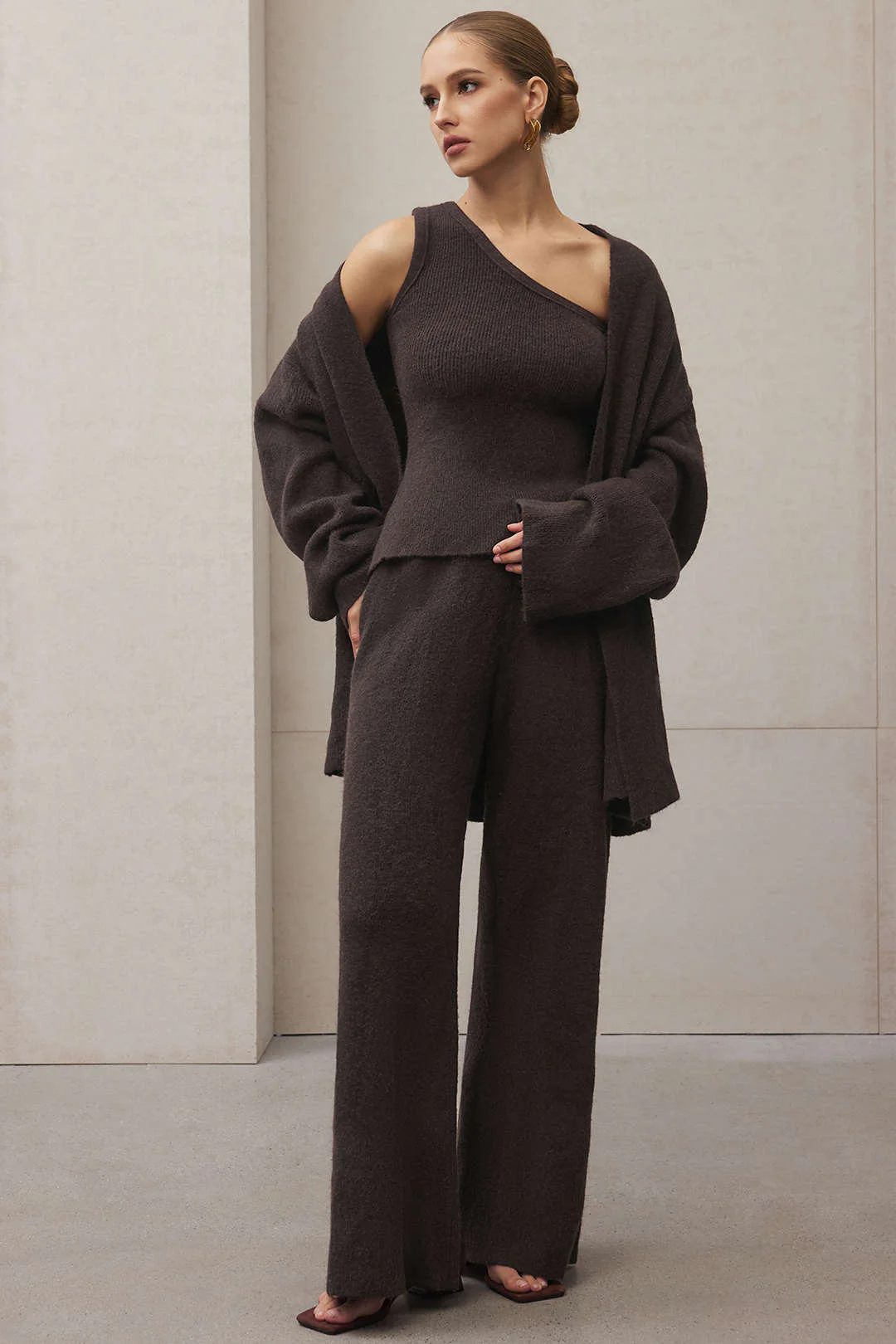 3PC Asymmetrical Tank Top And Wide Leg Pants Set - Weenar