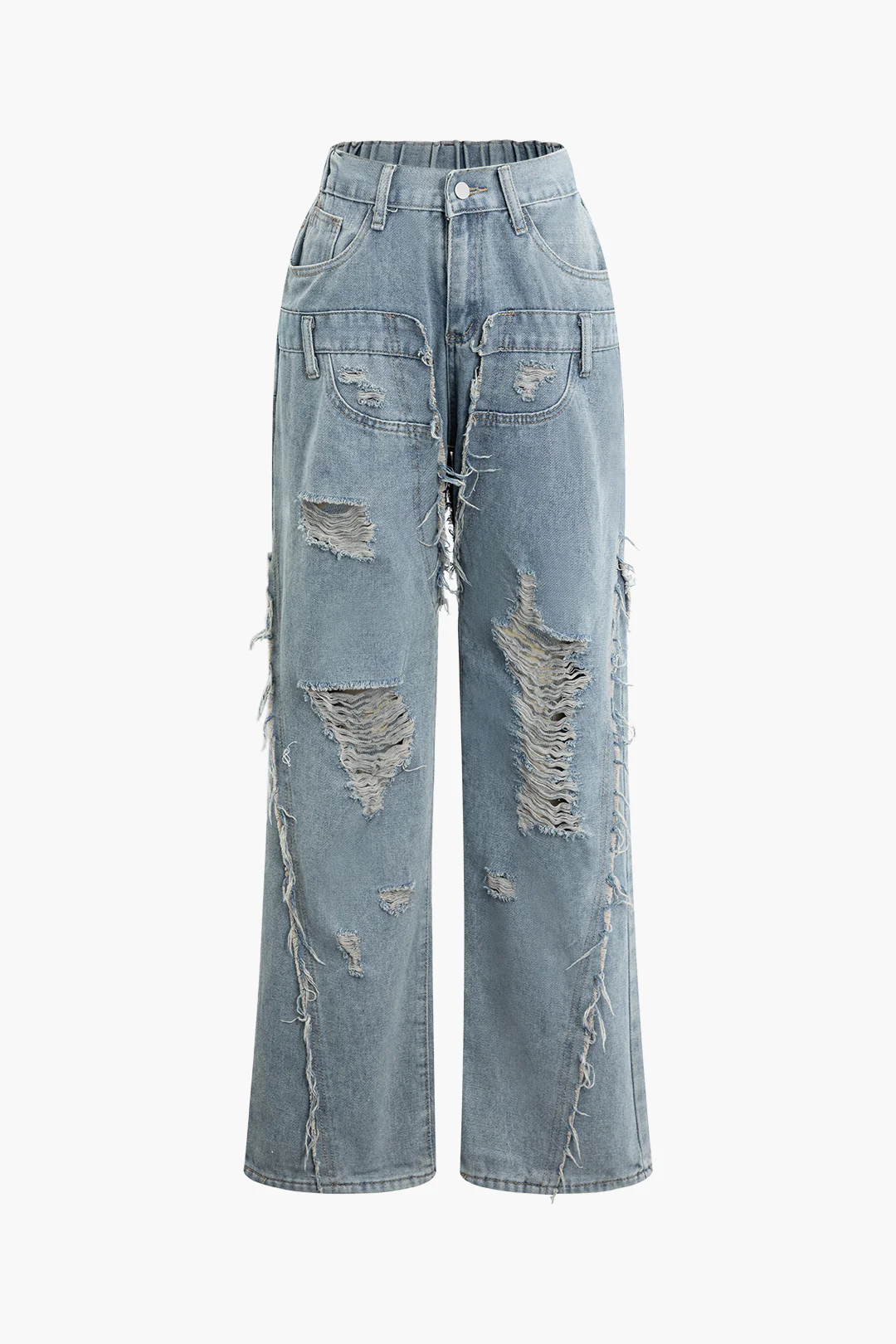 Denim Frayed Ripped Pocket Jeans - Weenar