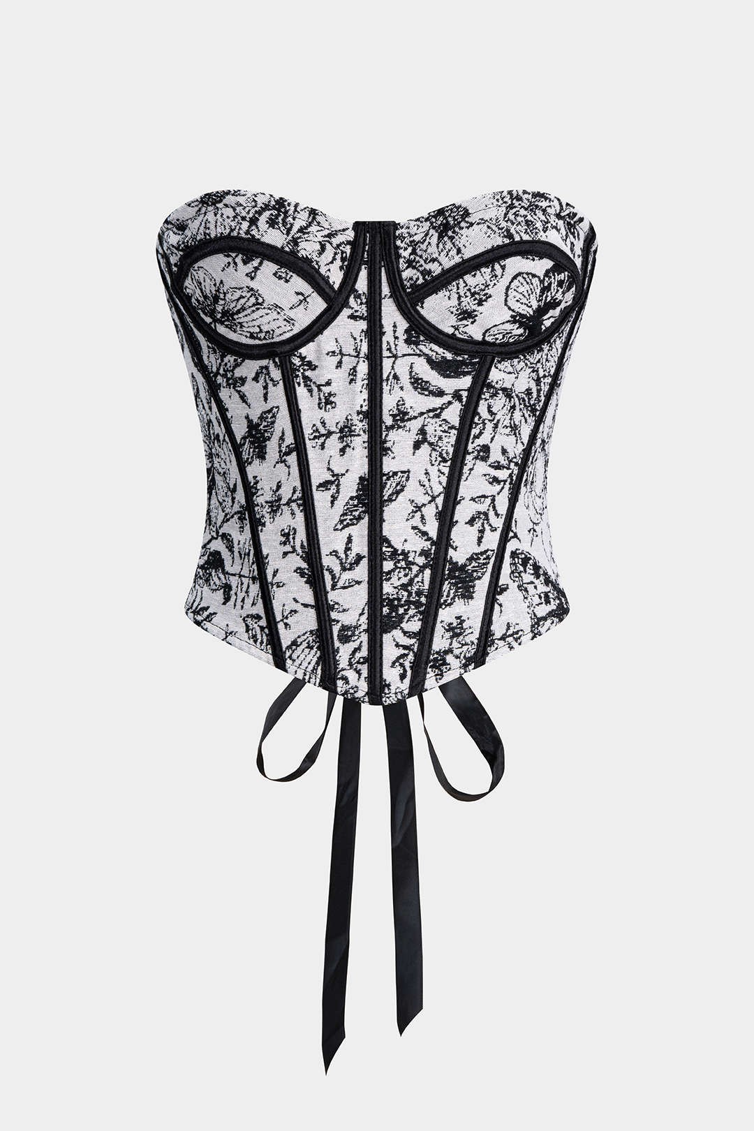 Jacquard Wrap Tie-Back Corset Waist Tube Top - Weenar