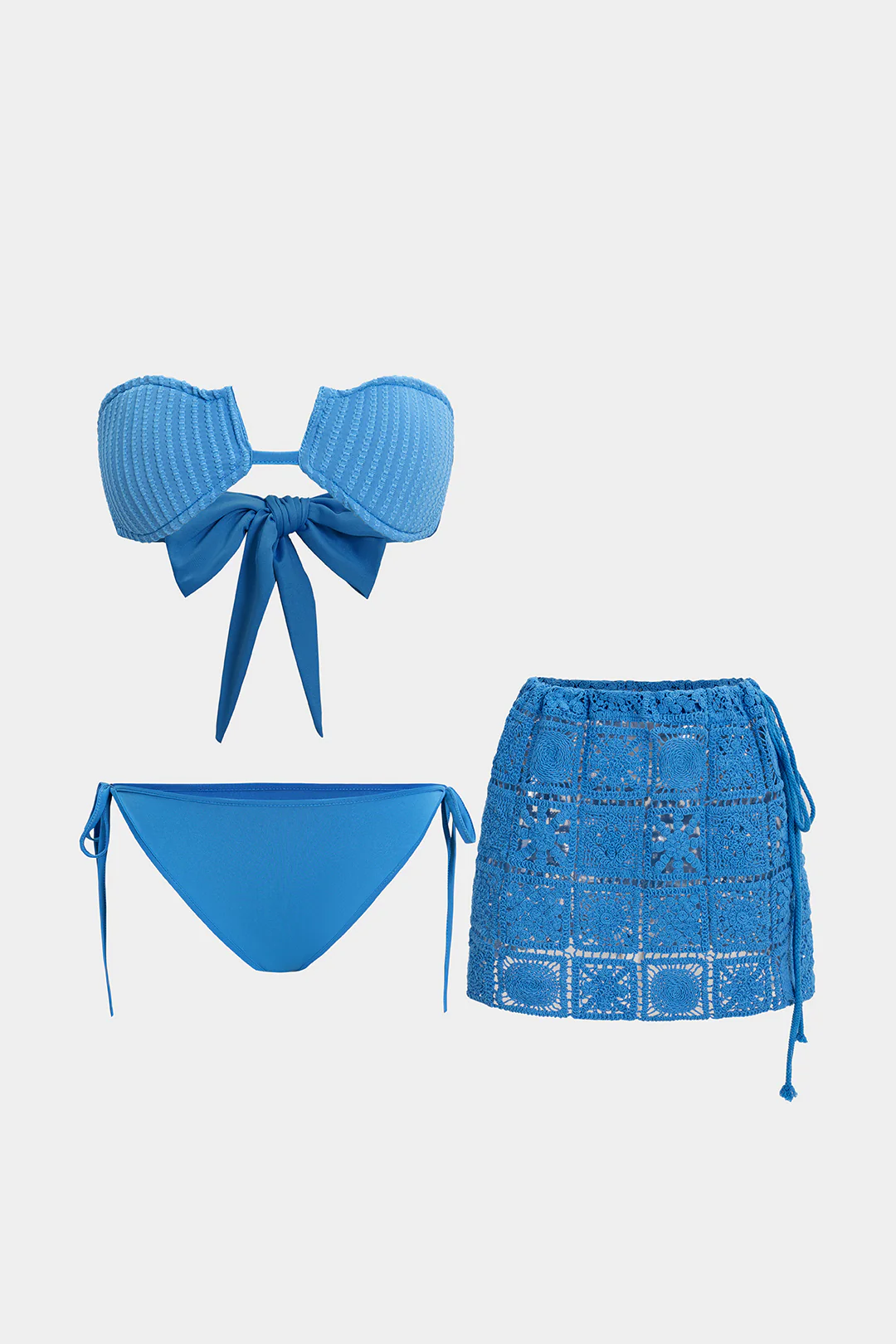 3PC Tie-Up Backless Cami Top And Cut Out Skirt Set - Weenar