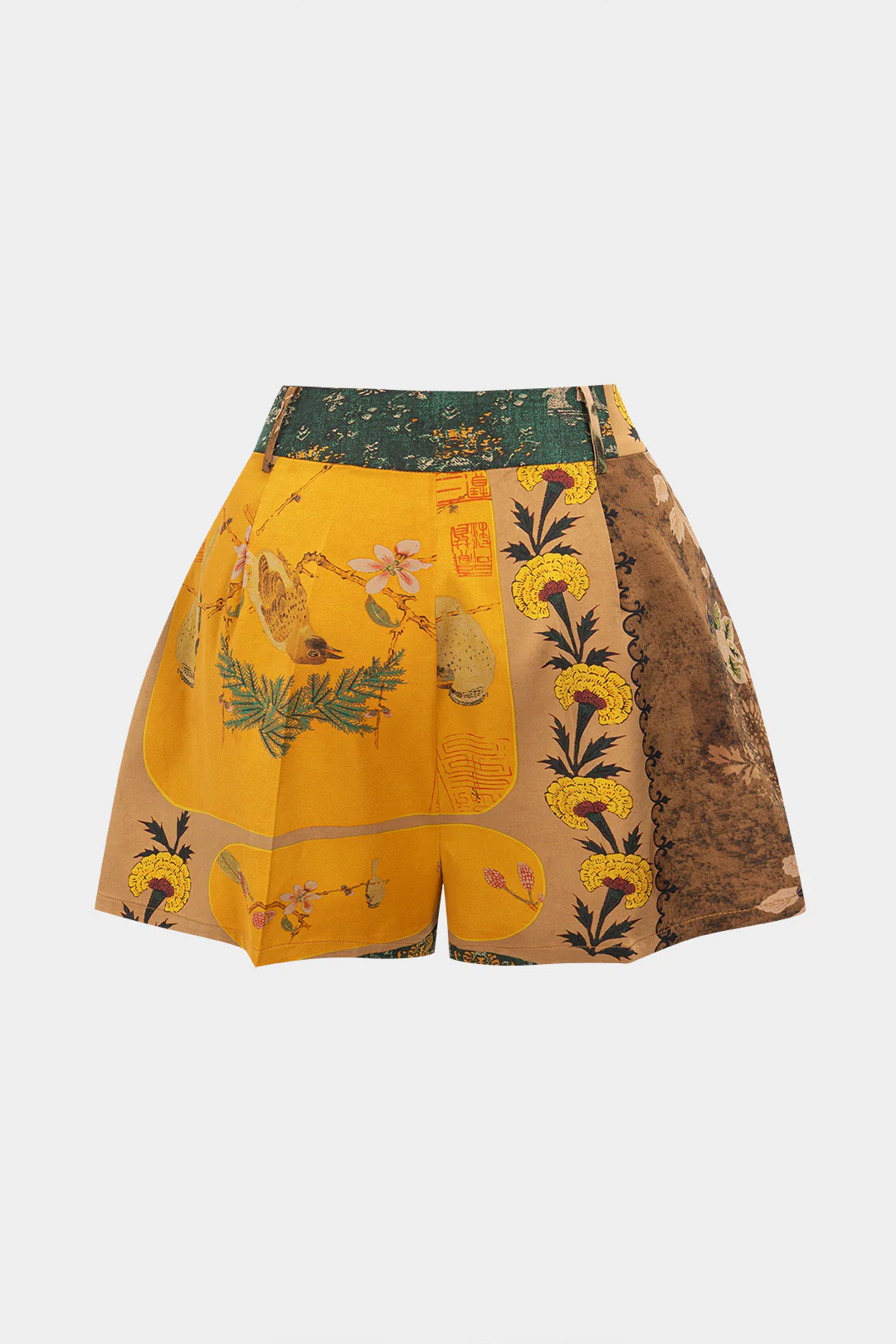 Floral Contrast Print Shorts - Weenar