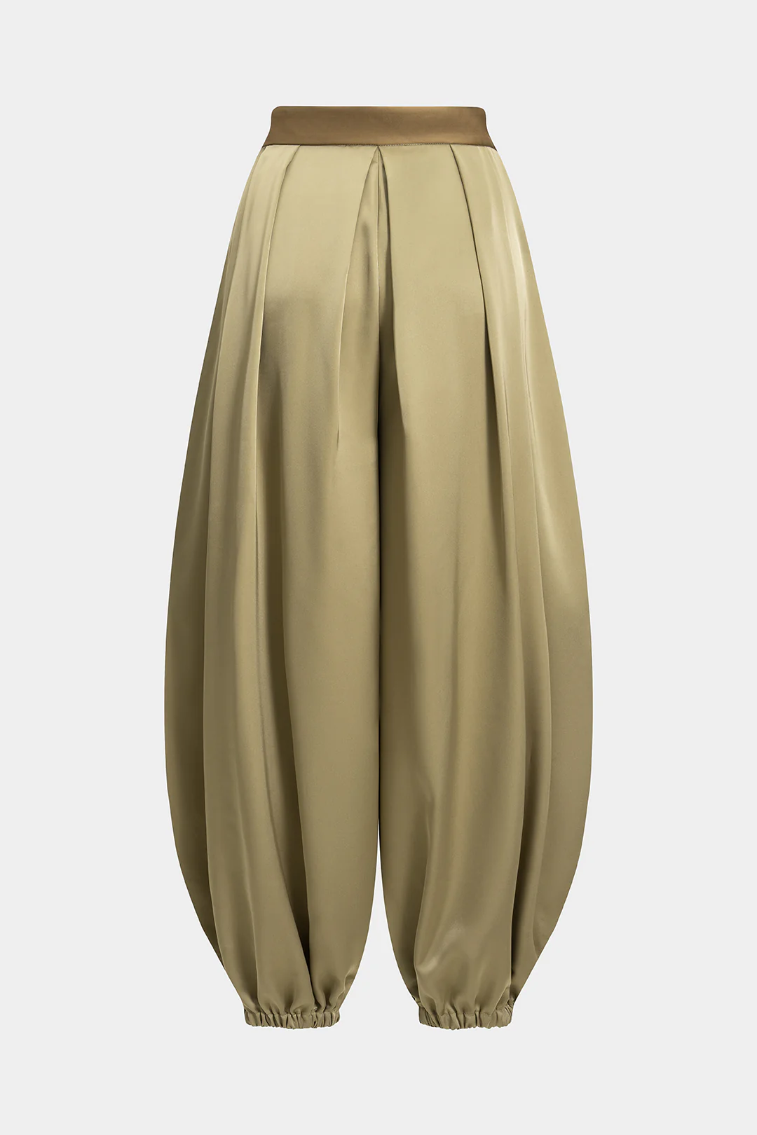 Contrast Satin Pleated Lantern Trousers - Weenar