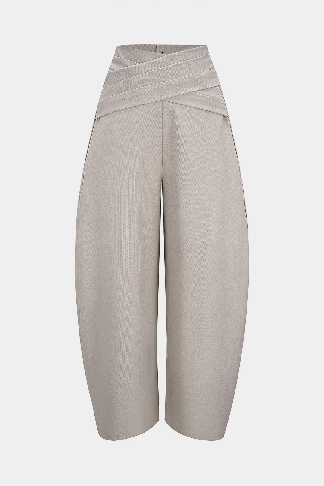 Solid High Waist Barrel Pants - Weenar