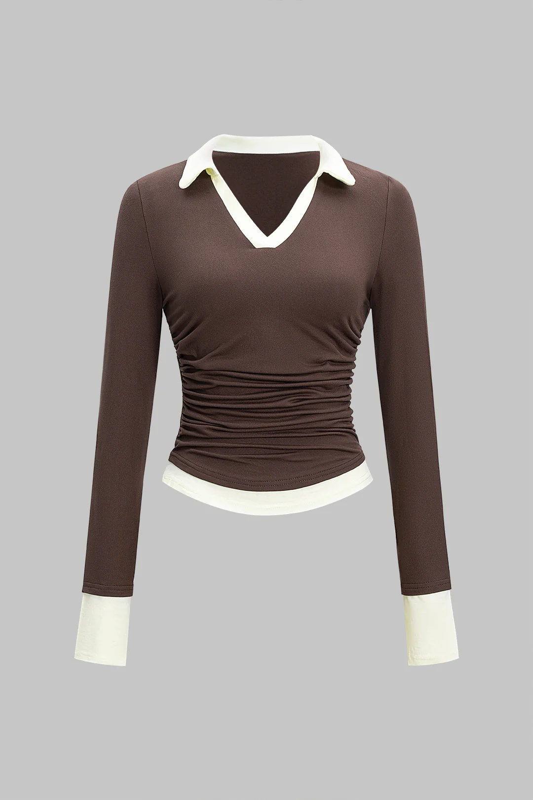 Contarst Polo Long-Sleeve Top - Weenar