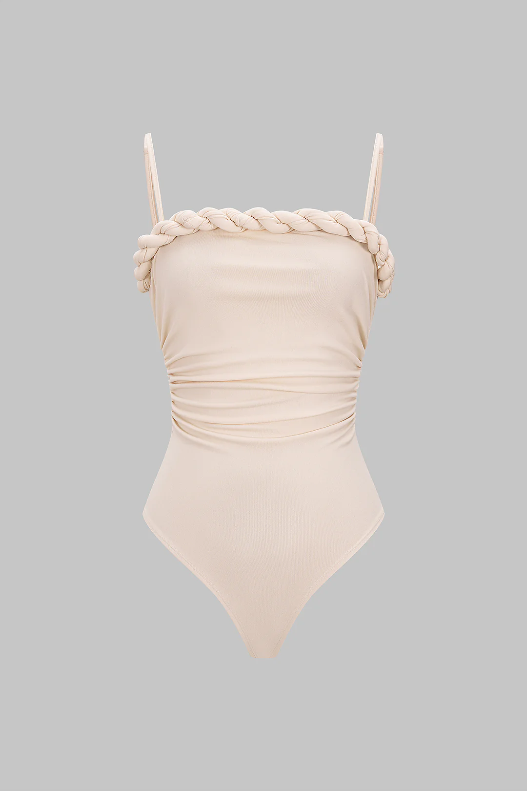 Solid Twist Knot Ruched Sleeveless Bodysuit - Weenar