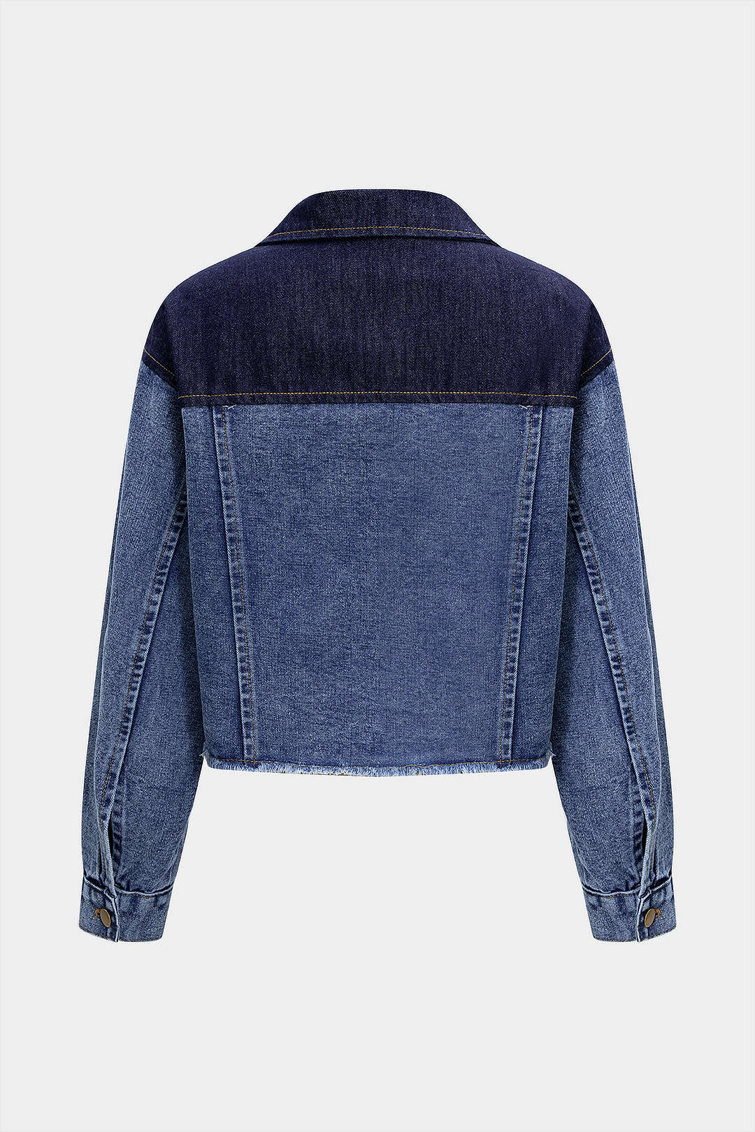 Denim Contrast Button Frayed Jacket - Weenar