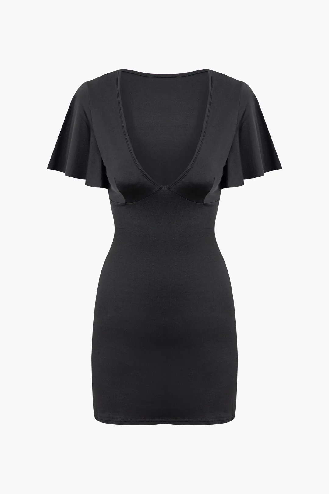 V-Neck Ruffle Short Sleeve Mini Dress - Weenar