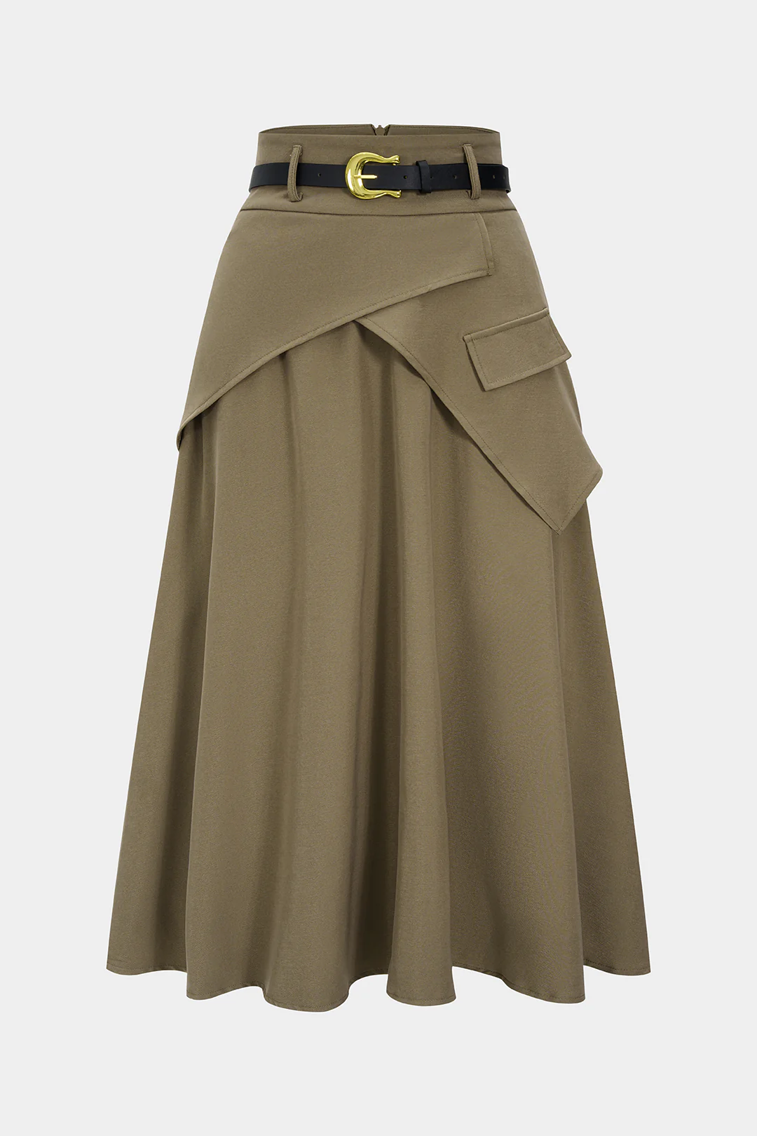 Plus Size High Waist Belted Skirt - Weenar
