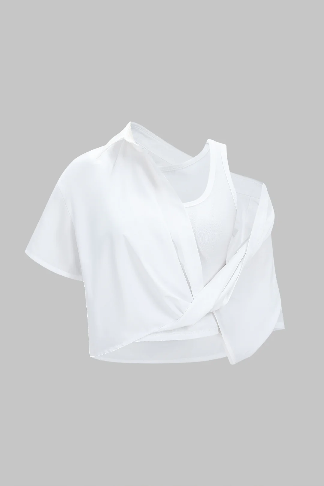 Asymmetrical Round Neck Short-Sleeve Shirt - Weenar
