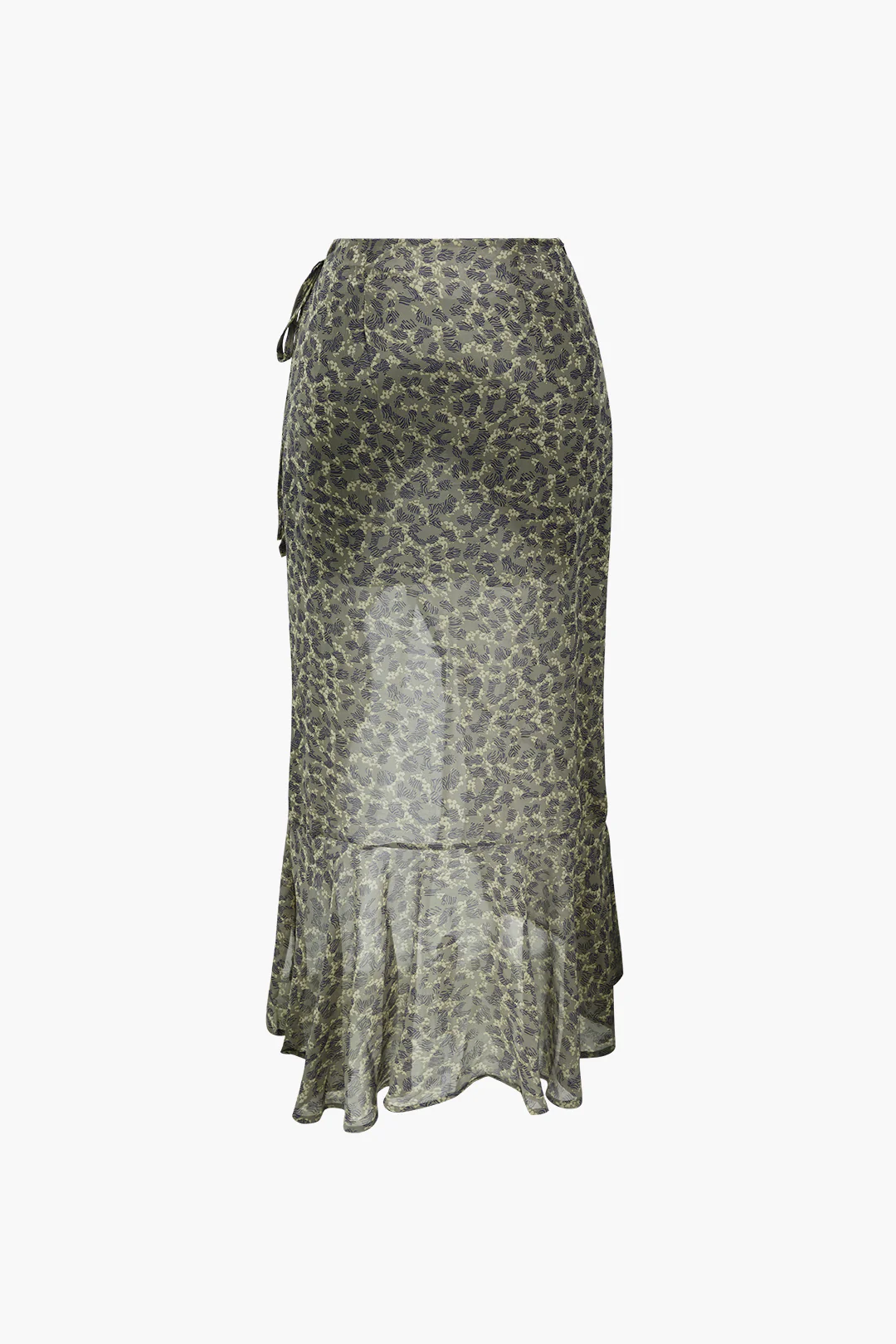 Floral Print Tie Up Asymmetrical Skirt - Weenar