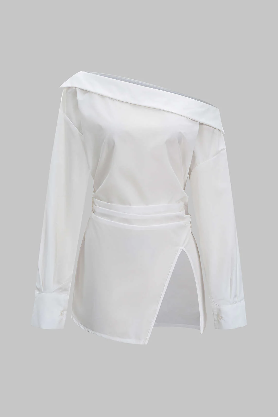 Off Shoulder Ruched Long-Sleeve Shirt - Weenar
