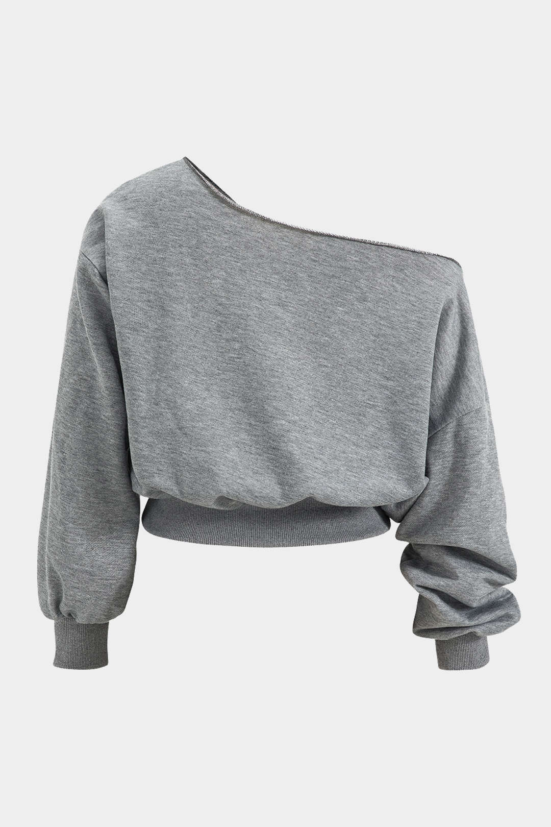 Plus Size Asymmetrical Neck Long-Sleeve Shirt - Weenar