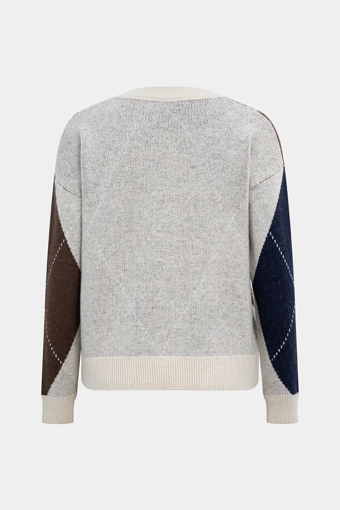 Contrast Print Knit Long-Sleeve Top - Weenar