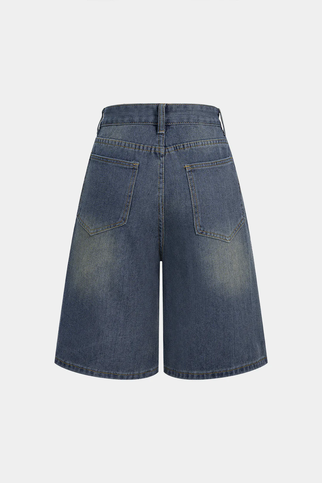 Denim Rhinestone Decor Wide Leg Shorts - Weenar