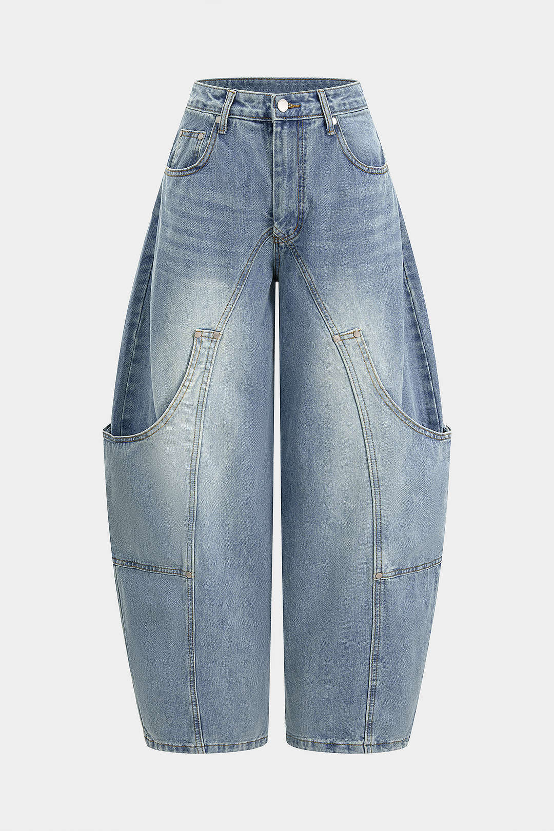 Denim Pocket Wide Leg Jeans - Weenar