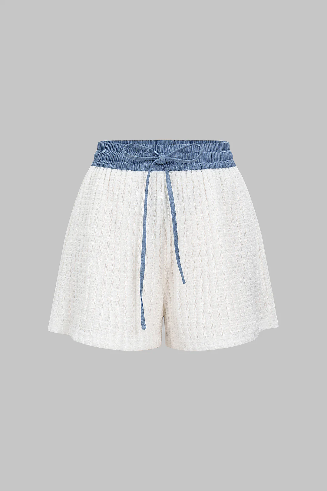 Tie Front Patchwork Shorts - Weenar