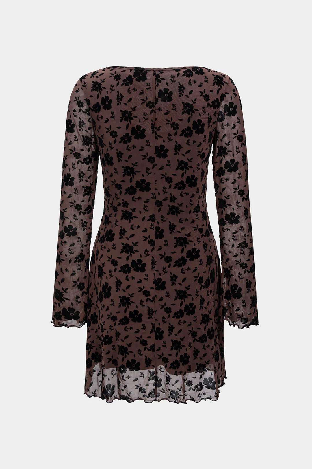 Jacquard Tie-Up Long Sleeve Mini Dress - Weenar