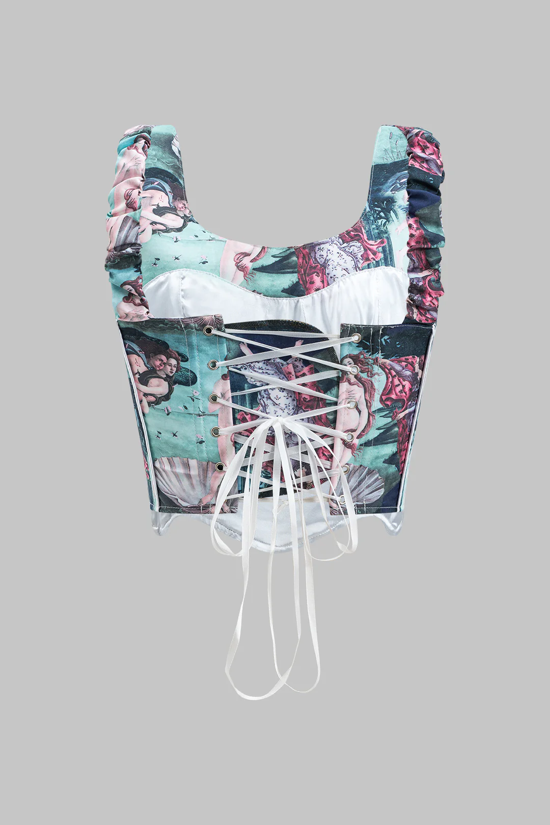 Abstract Shell Print Corset Tie-Back Tank Top - Weenar