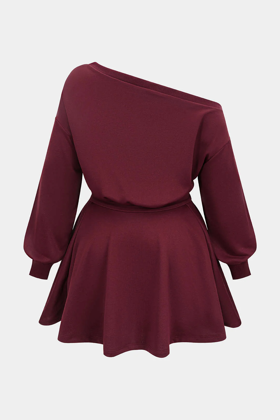 Plus Size One Shoulder Long Sleeve Mini Dress - Weenar