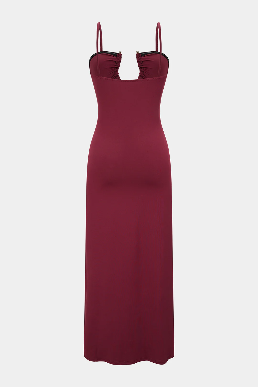 Cut Out Ruched Sleeveless Backless Slip Maxi Dress - Weenar
