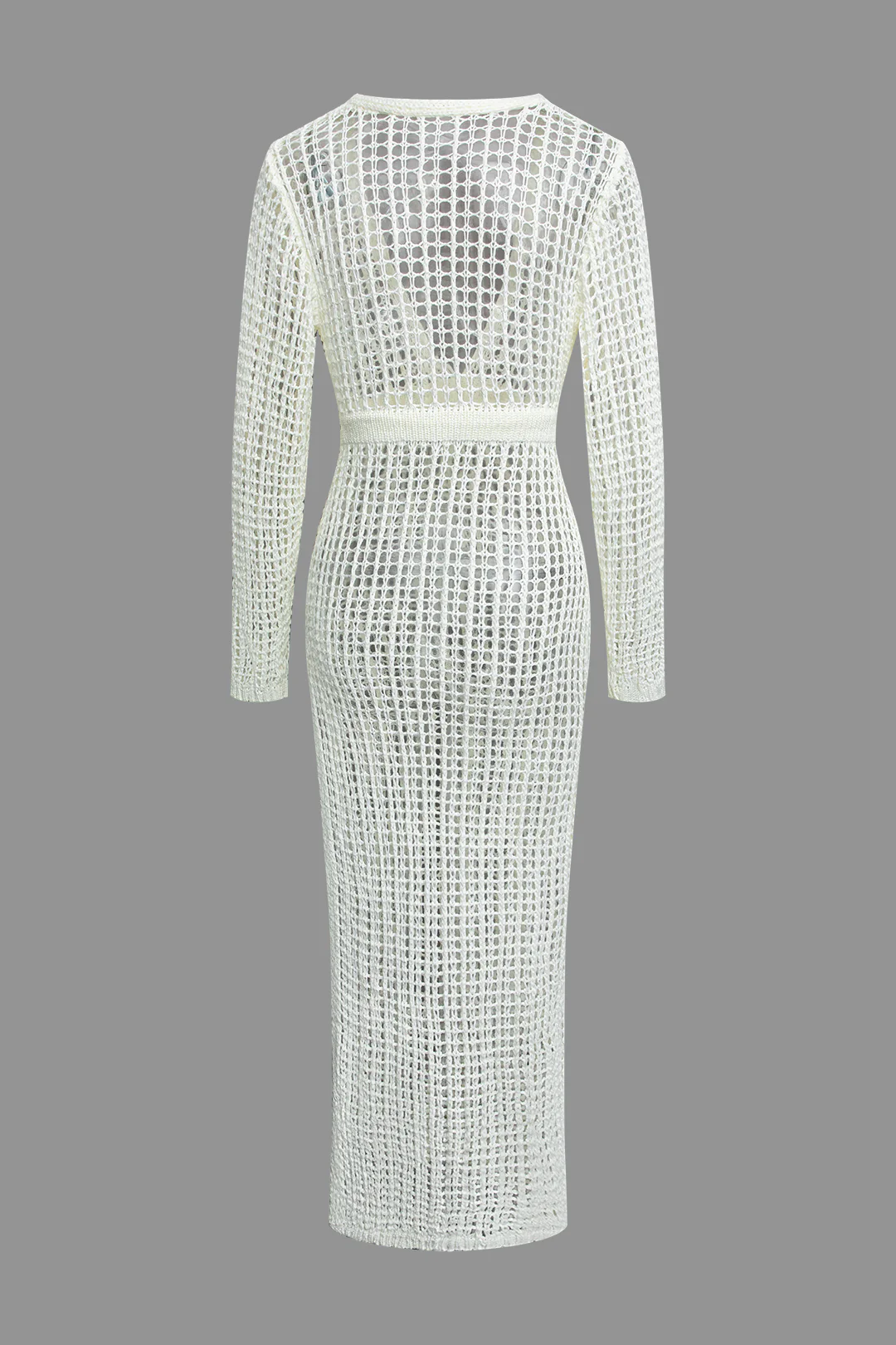 Knit V-Neck Cut Out Tie Up Long Sleeve Dress - Weenar