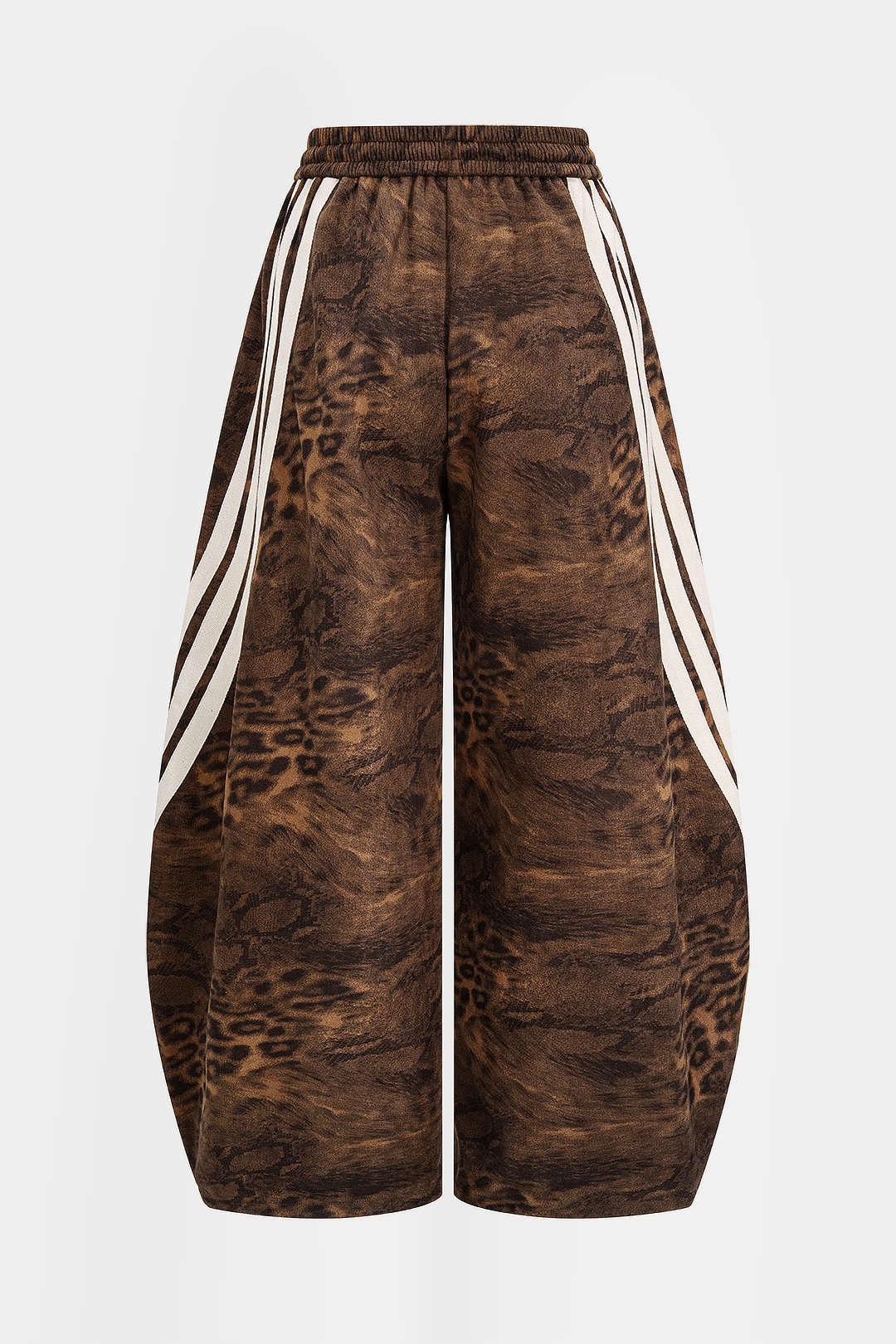 Suede Leopard Print Wide Leg Trousers - Weenar