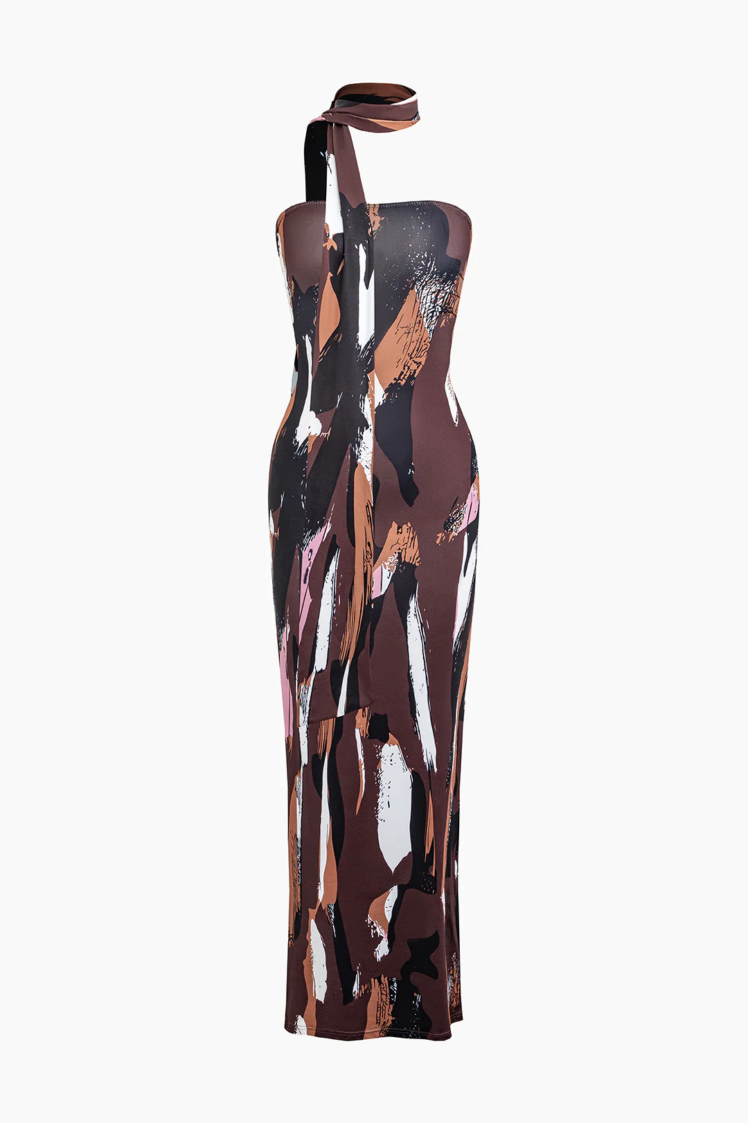 Graffiti Print Backless Strapless Sleeveless Maxi Dress - Weenar