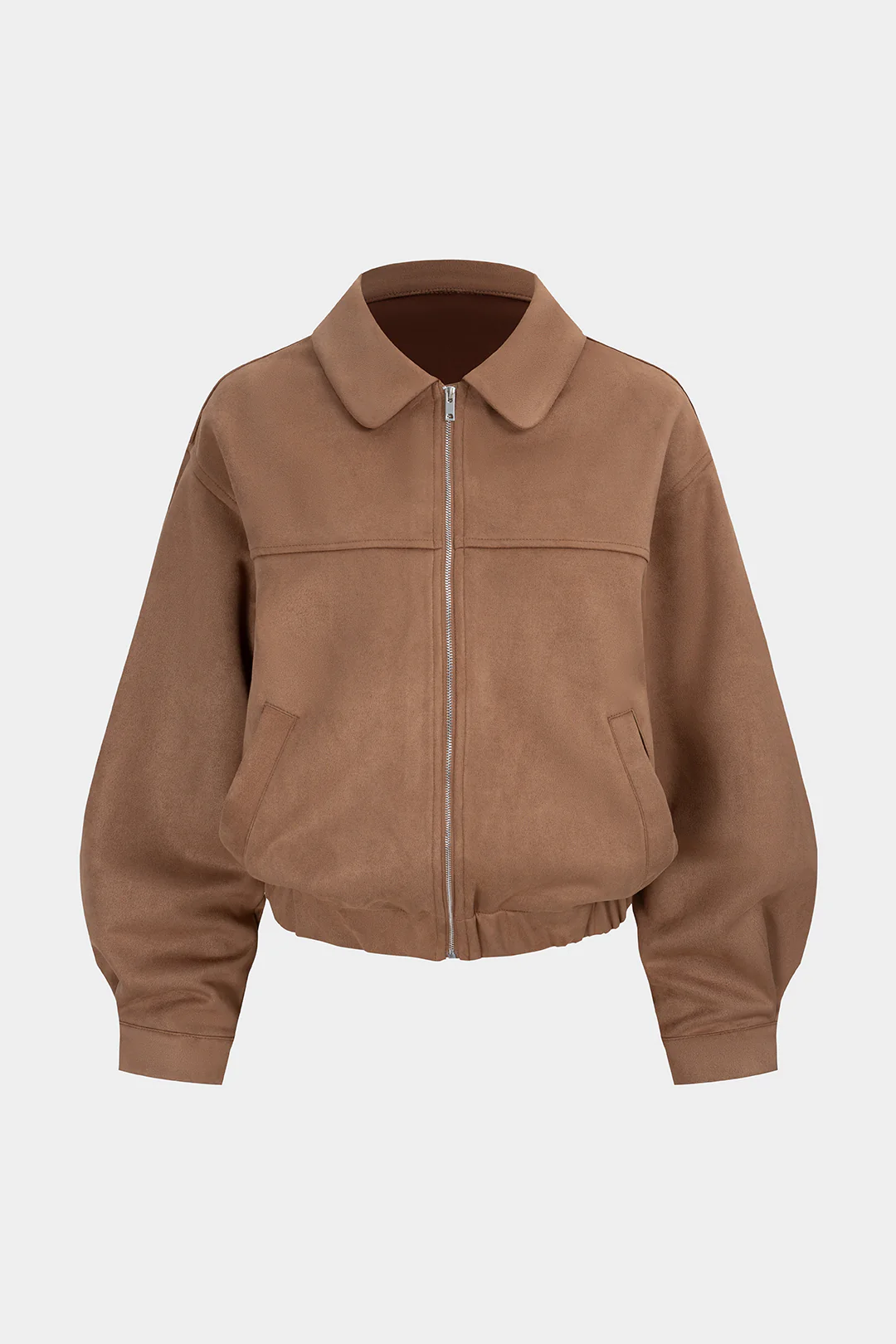 Suede Lapel Collar Zipper Pocket Jacket - Weenar