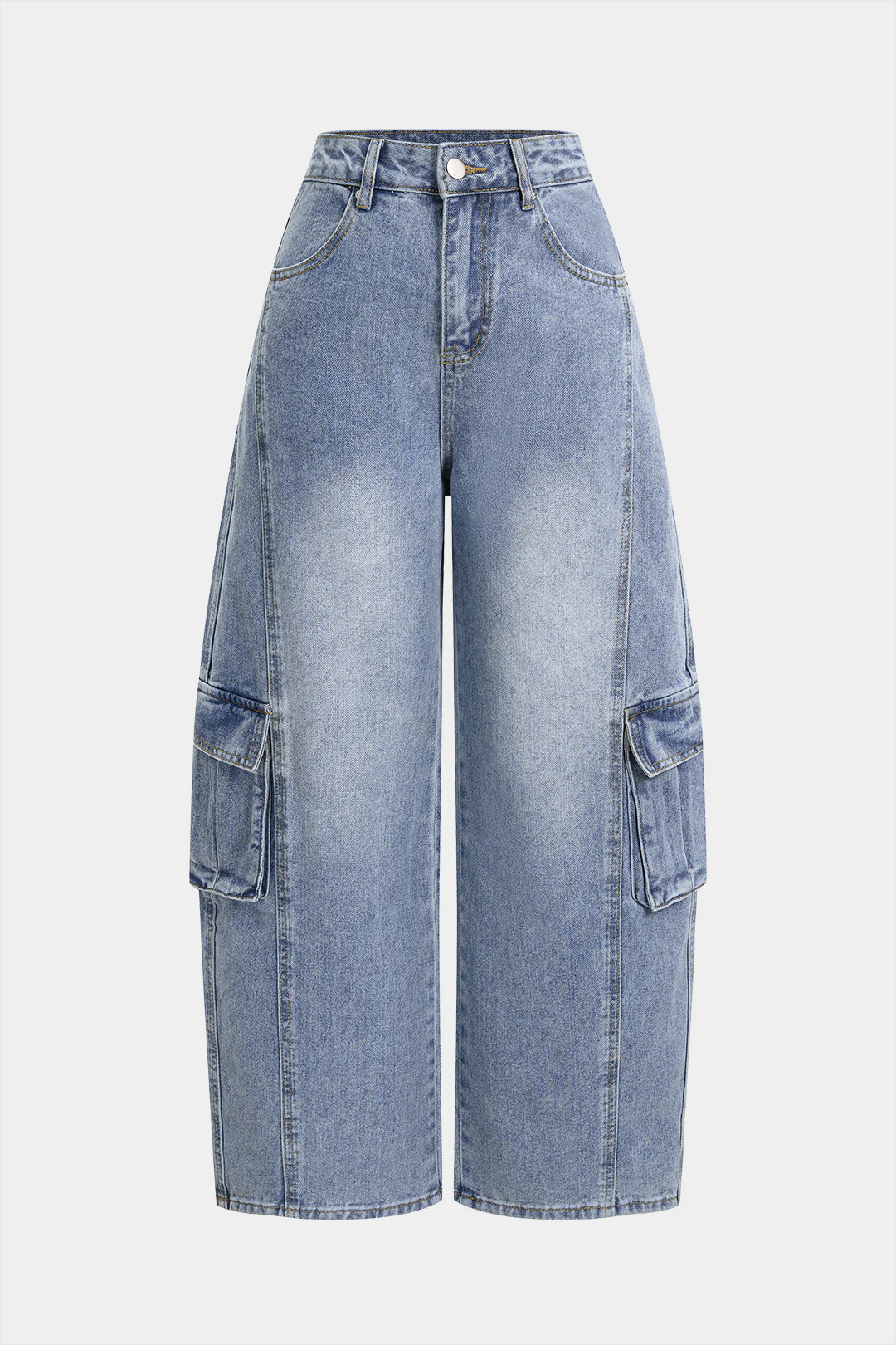 Denim Pocket Wide Leg Jeans - Weenar