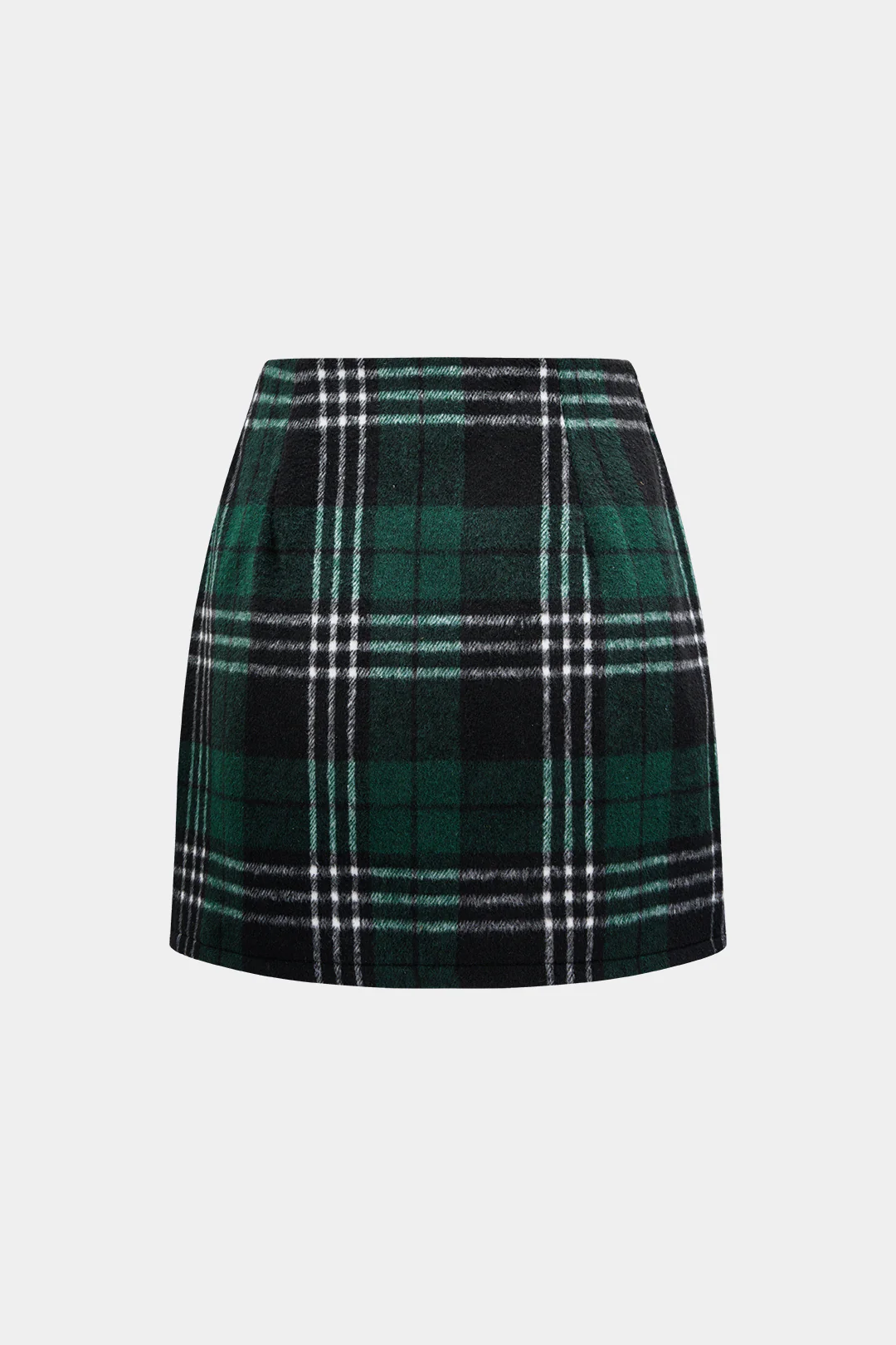 Plaid Print Woolen High Waist Mini Skirt - Weenar