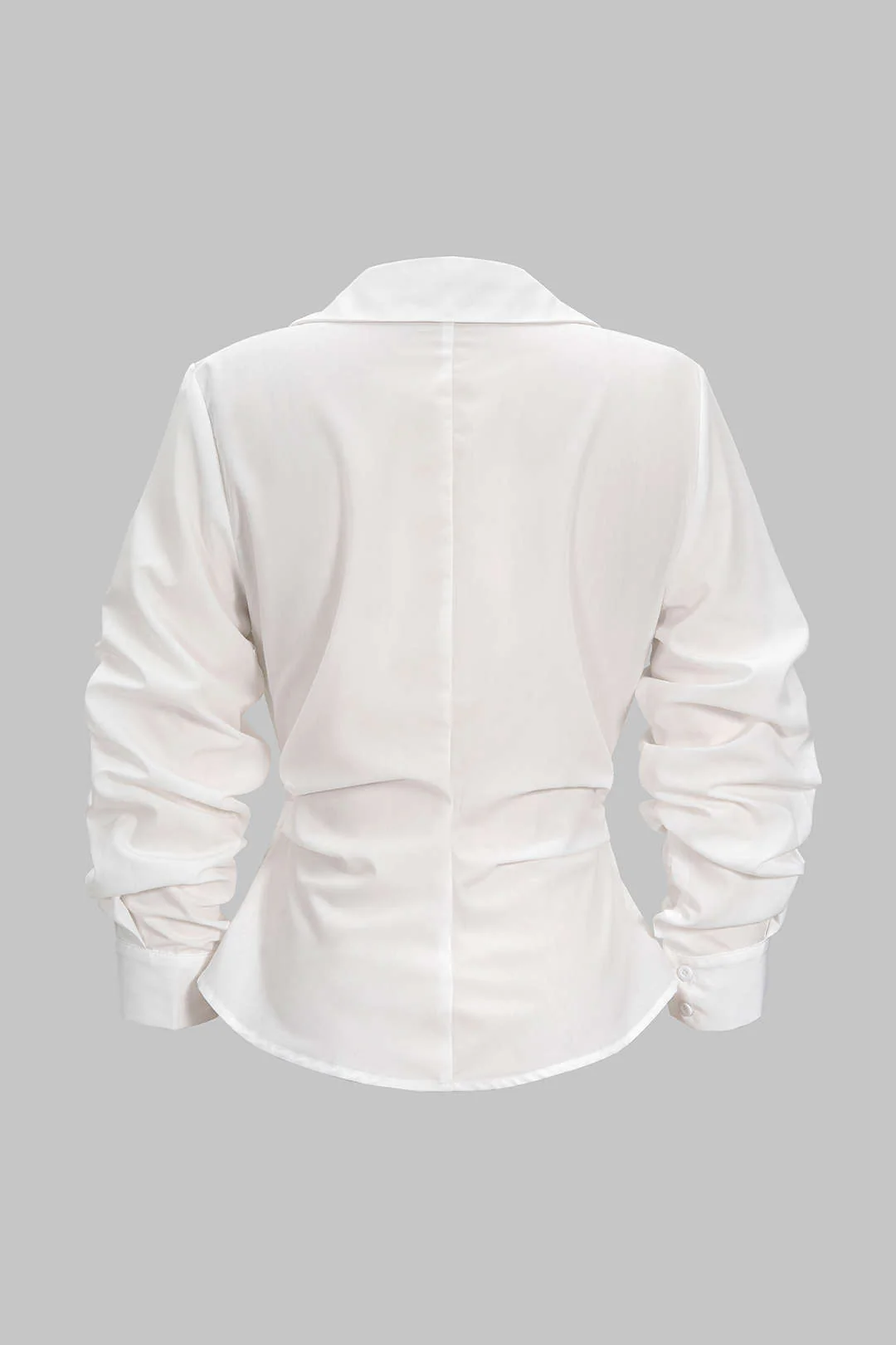 Button Irregular Ruched Long-Sleeve Shirt - Weenar