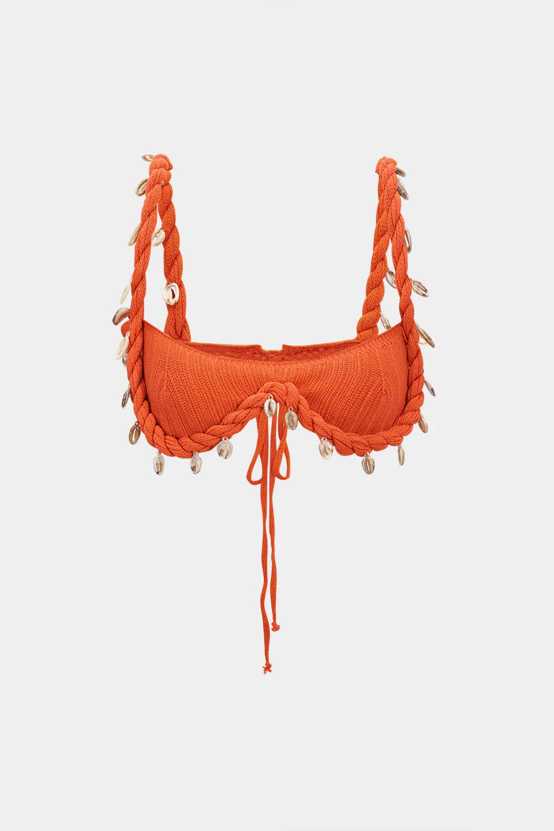 Knit Shell Decor Tie-Up Tank Top - Weenar