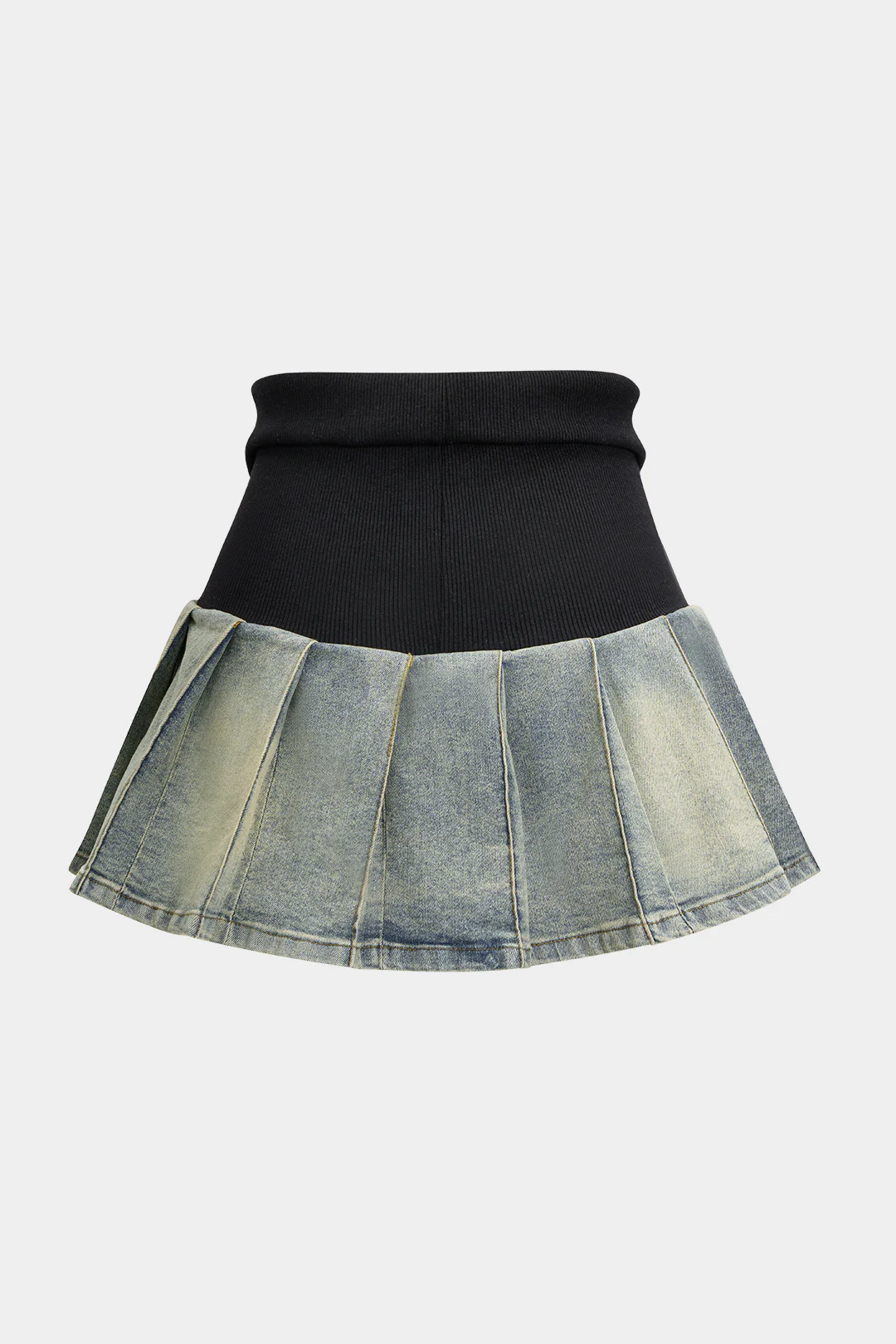 Denim Patchwork Zipper Mini Skirt - Weenar