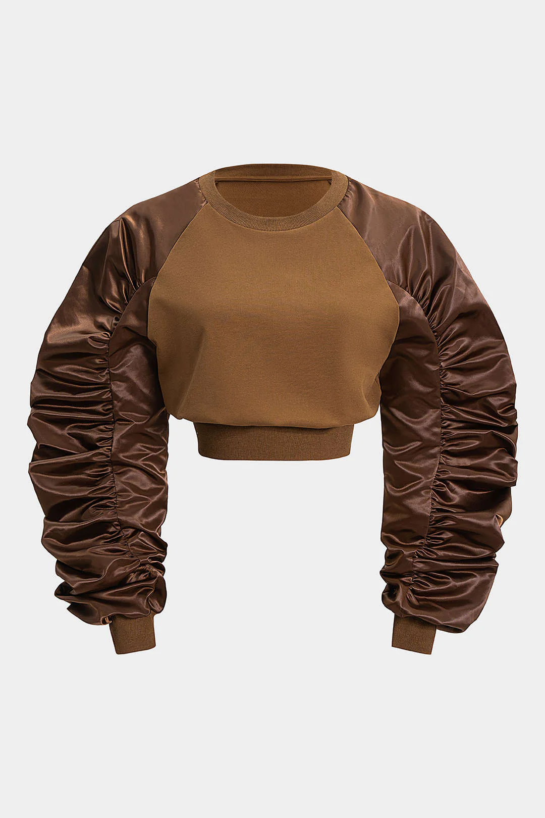 Ruched Patchwork Long Sleeve Sweatshirt - Weenar