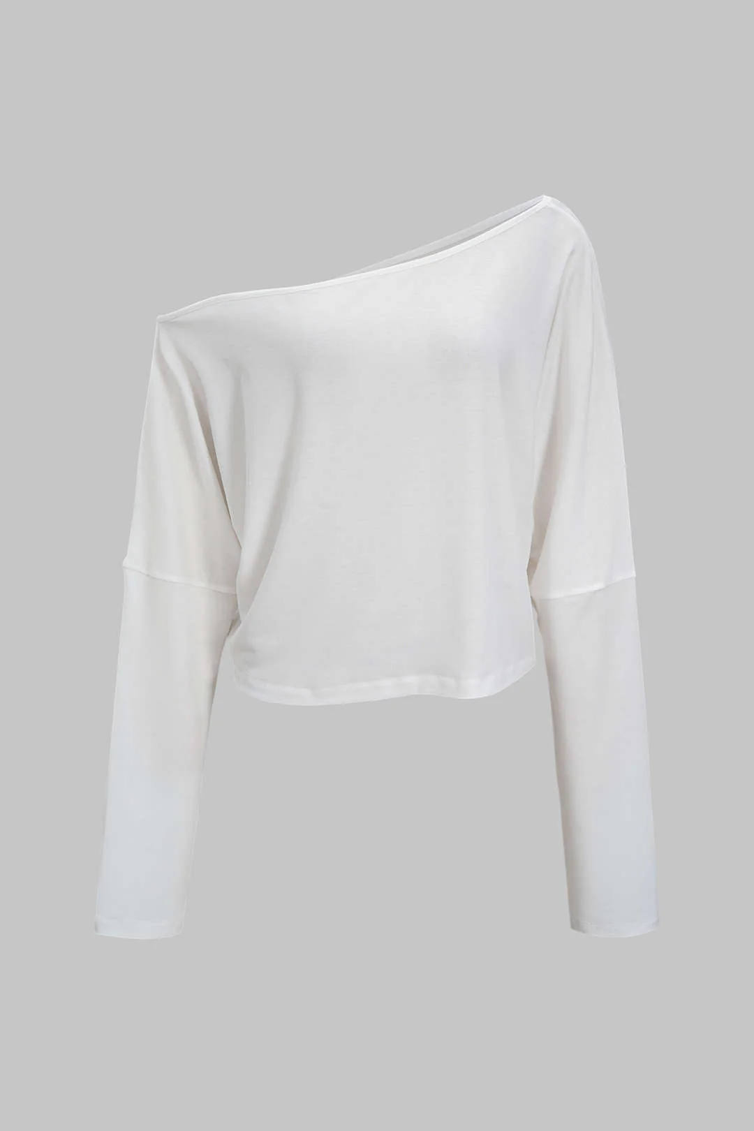 Asymmetrical Neck Long-Sleeve Top - Weenar
