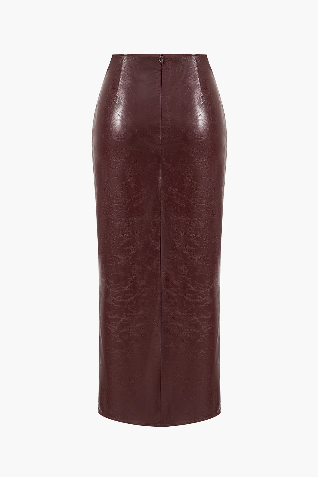 Faux Leather Twist Slit Skirt - Weenar