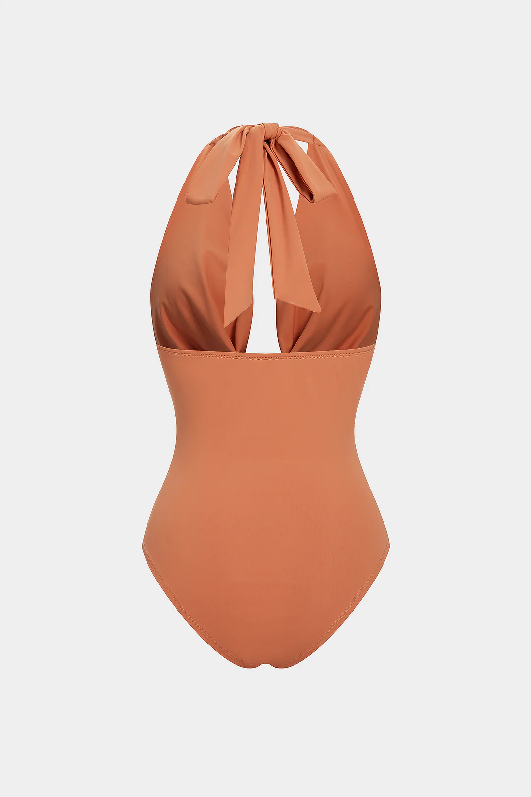 Halter Draped Cowl Neck Tie-Up Sleeveless Bodysuit - Weenar
