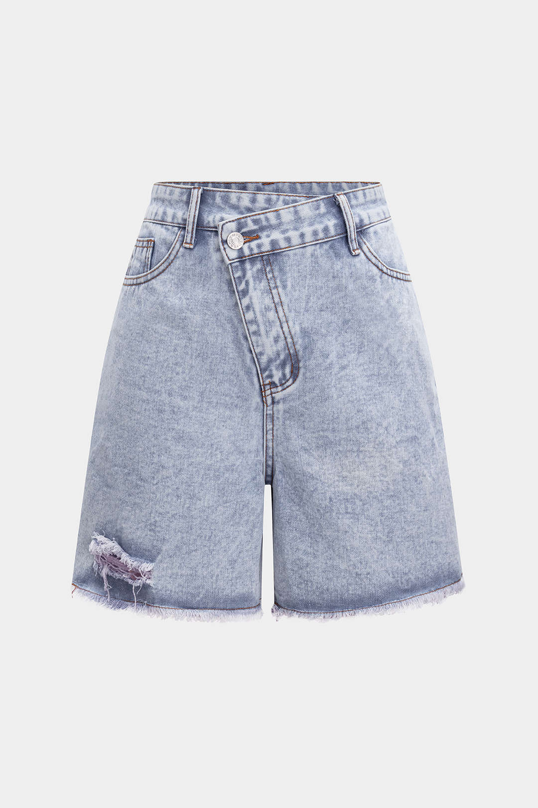 Denim High Waist Ripped Jorts Shorts - Weenar