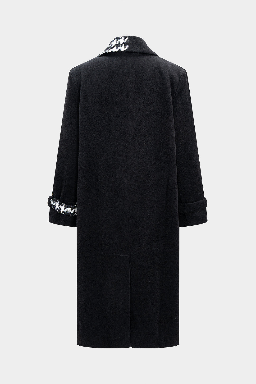 Woolen Jacquard Patchwork Contrast Asymmetrical Notched Lapel Coat - Weenar