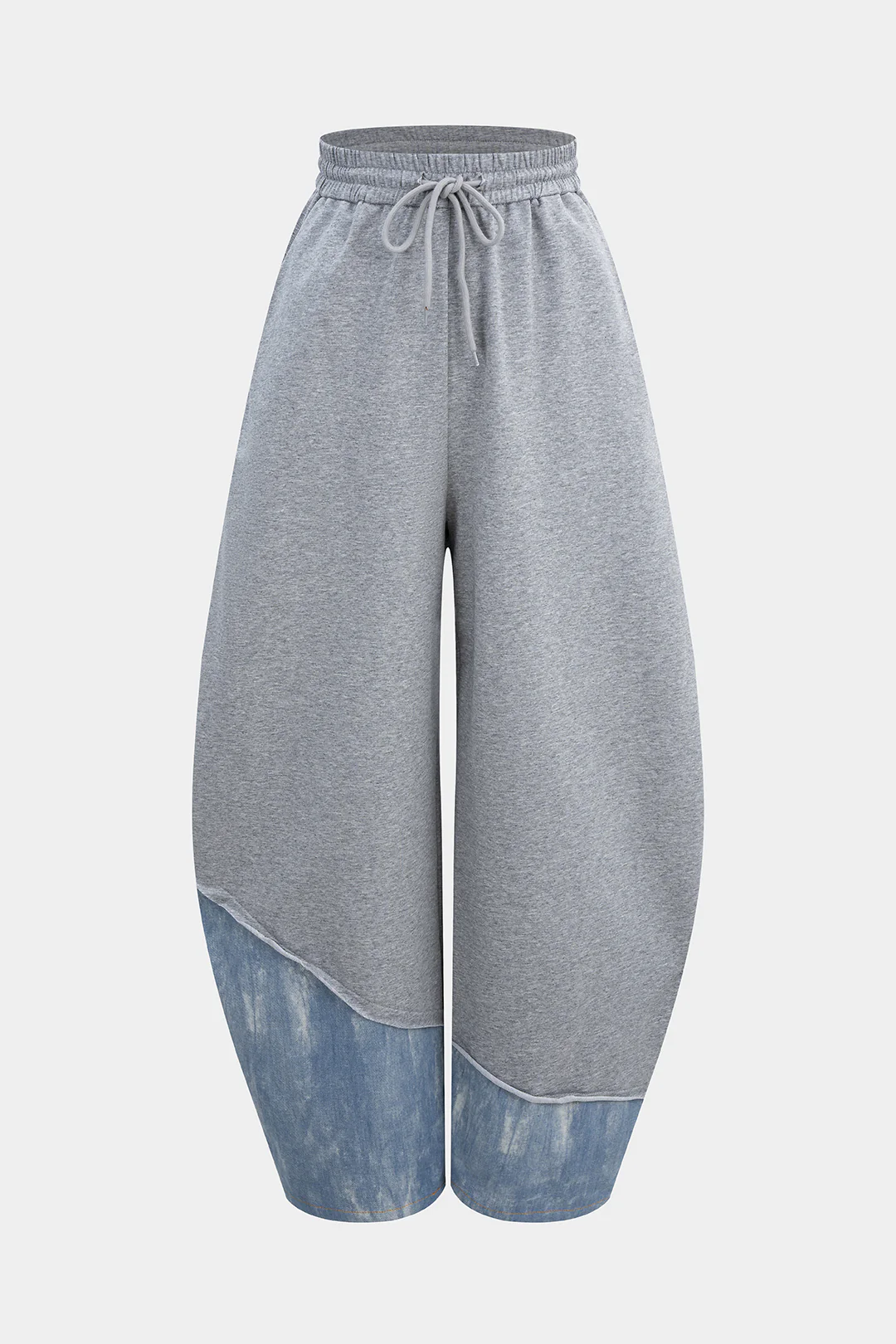 Denim Patchwork Drawstring Asymmetrical Pants - Weenar