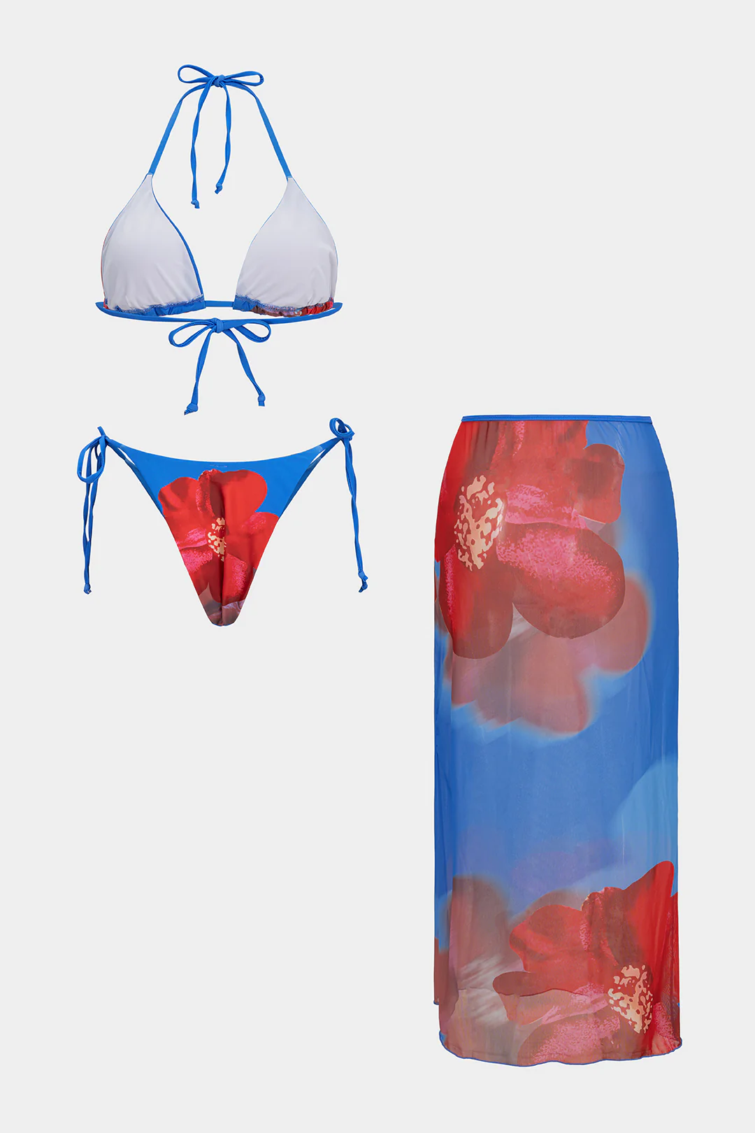 Floral Print Tie-Up Backless Bikini Set - Weenar