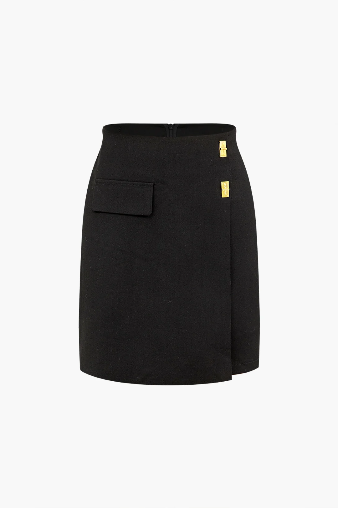 Metallic Decor Asymmetrical High Waist Skirt - Weenar