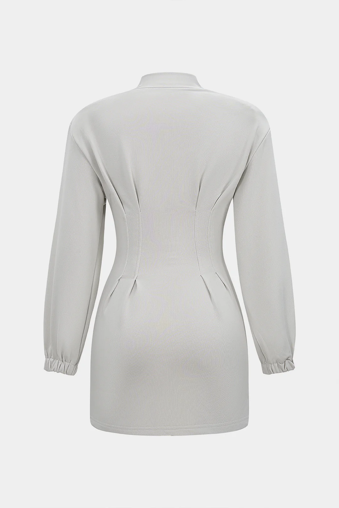 Solid Zipper Bodycon Long Sleeve Mini Dress - Weenar