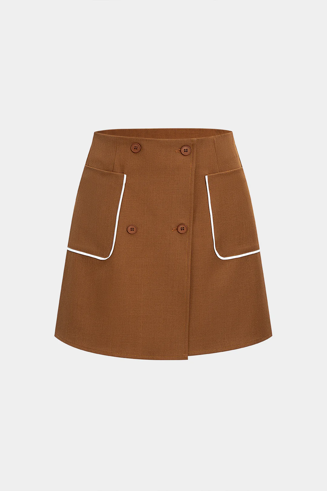 Contrast Button High Waist  Skirt - Weenar