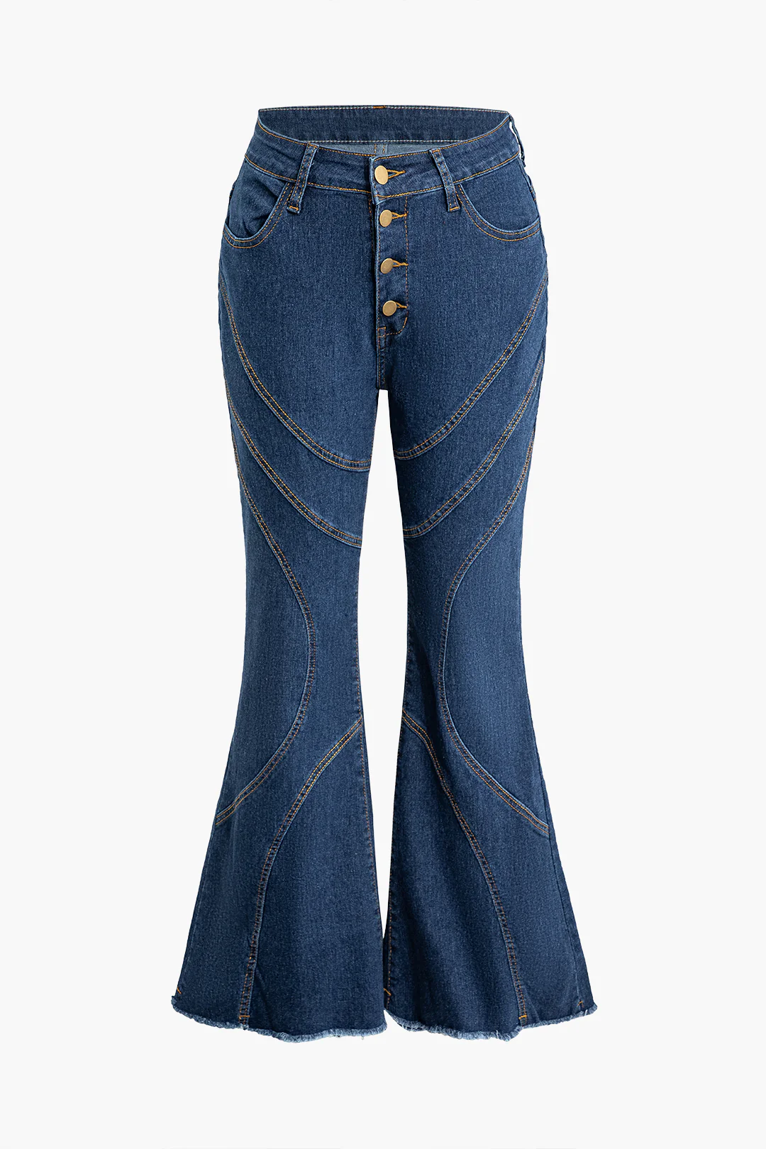 Denim Button High Waist Slim Jeans - Weenar
