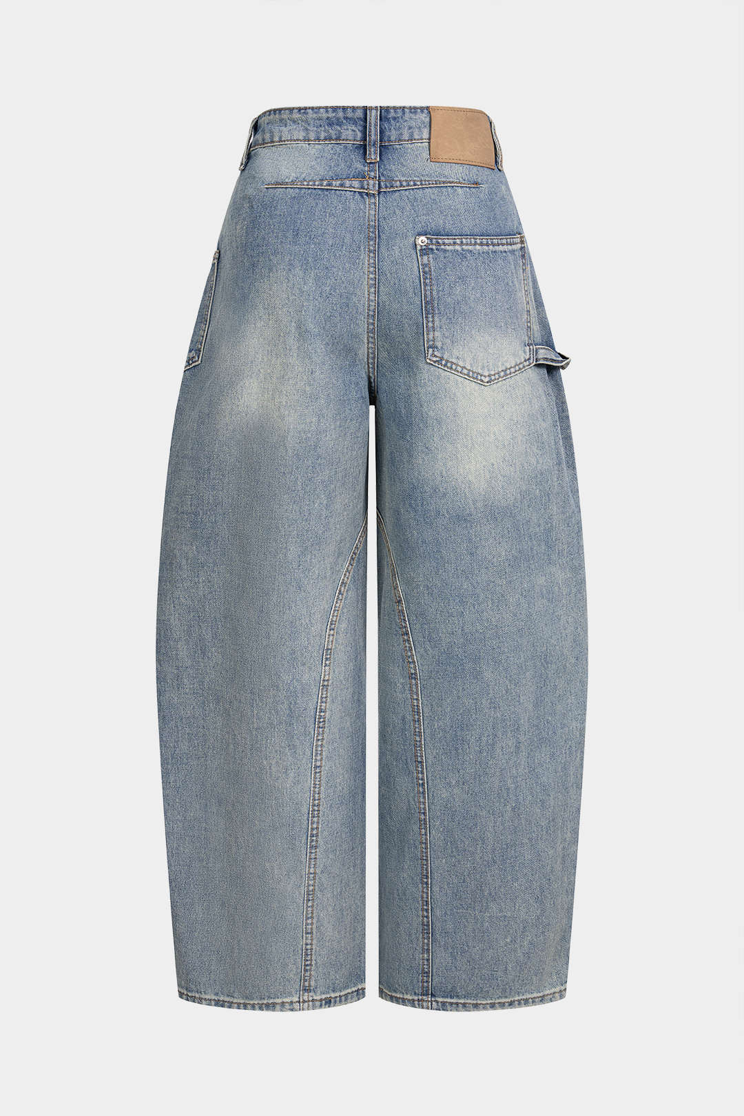 Denim Asymmetrical Pocket Wide Leg Jeans - Weenar