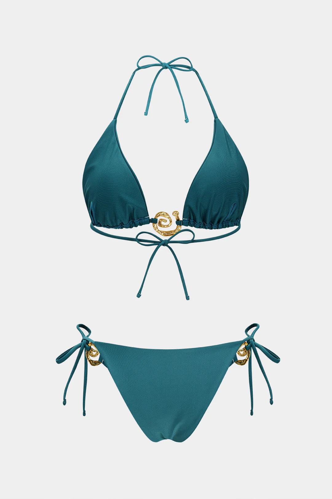 Metallic Decor Tie-Up Bikini Set - Weenar