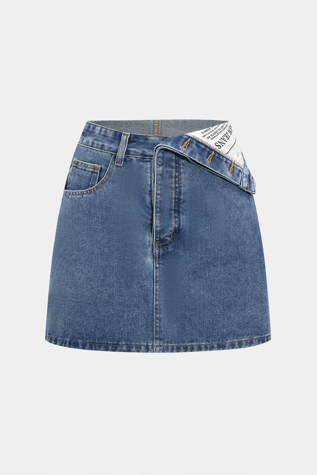 Denim Asymmetrical Pocket Skirt - Weenar